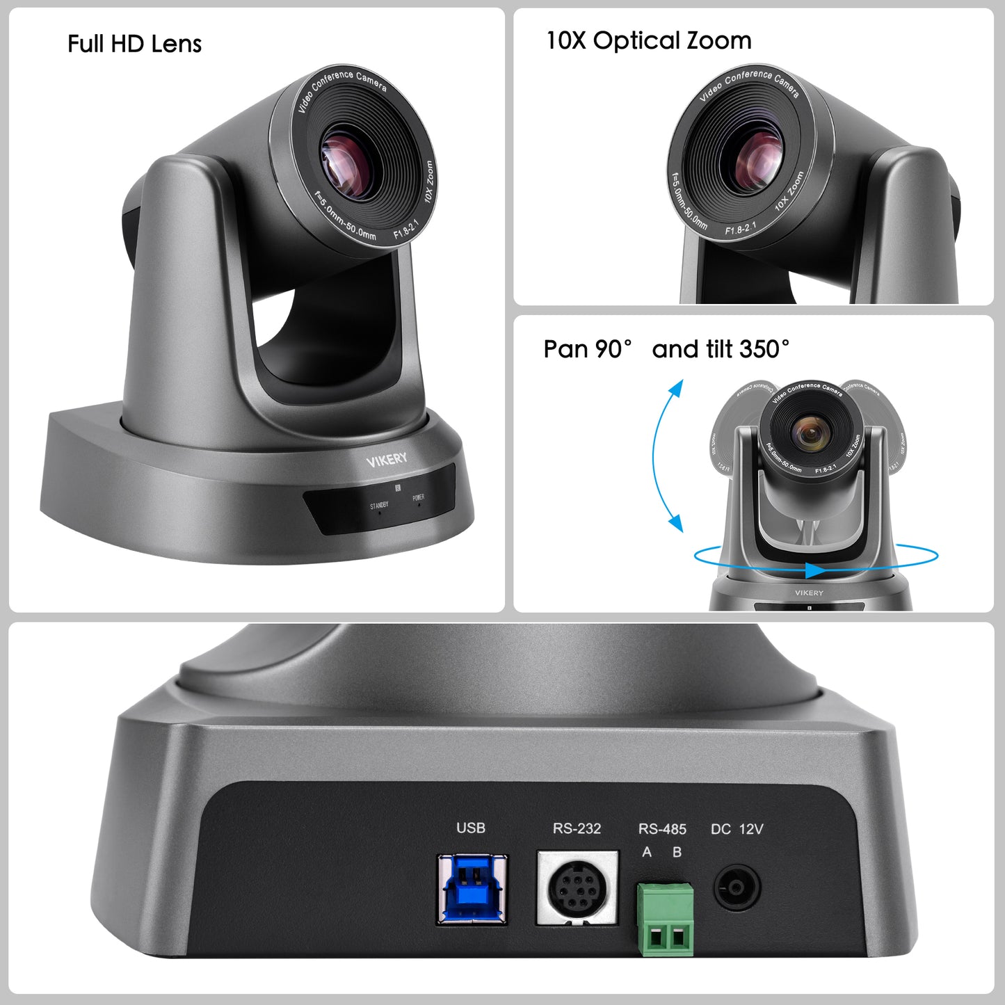 Vikery 10X optical zoom USB camera use for live streaming conference church live. work with OBS, youtube, facebook tiktok wirecast etc